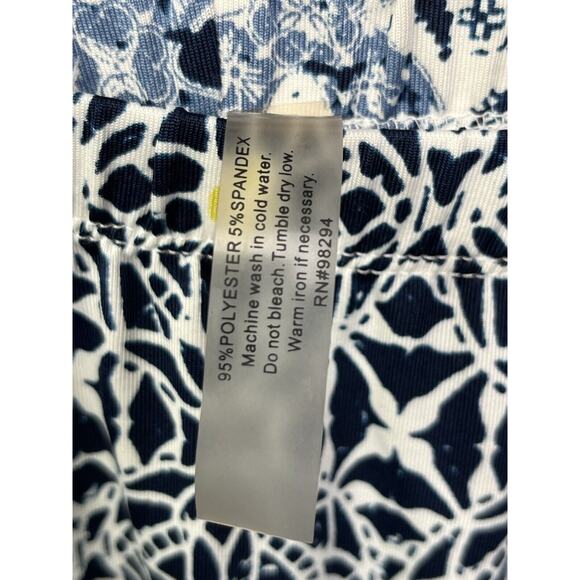 Festival Pants Womens Plus 2X High-Rise Wide Leg Pull-On Blue Yellow Abstract - Picture 4 of 5